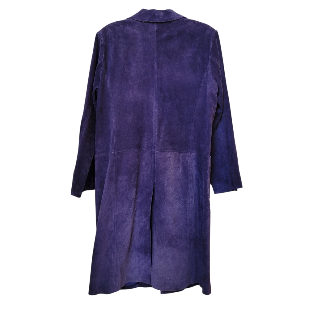 Margaret Godfrey VTG Purple Suede Leather Long Jacket Boho Western Sz 12 - Picture 5 of 10